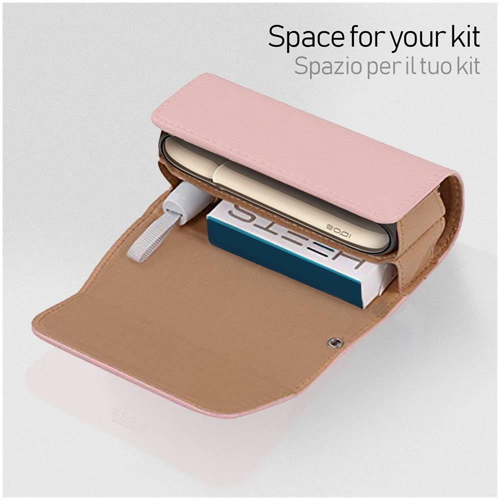 Custodia In Eco-pelle Di Alta Qualità Per Iqos 3 / 3 Duo / 2.4/2.4 Plus, Astuccio In Tela E Pelle Pu, organizer Iqos, Cover / borsello Sigaretta Elettronica, accessori (rosa) - Foto 2