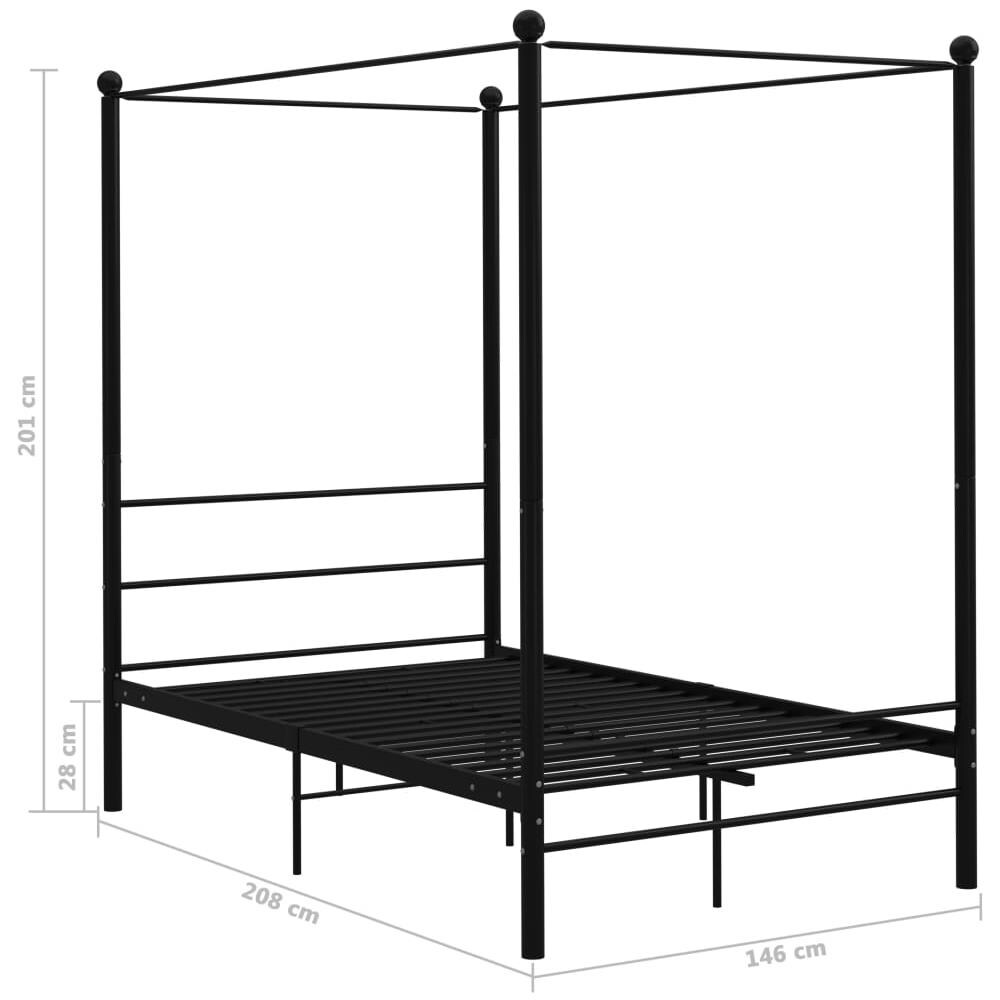 Letto A Baldacchino Nero In Metallo 140x200 Cm - Foto 5