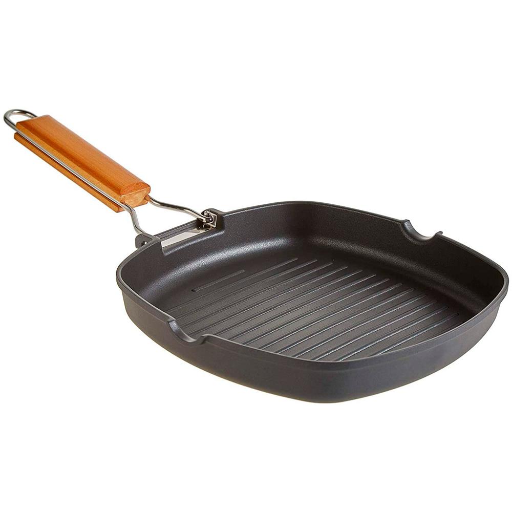 Bistecchiera Ondulata con Dimensioni 24x24 cm Antiaderente Senza PFOA Colore Nero - Foto 1