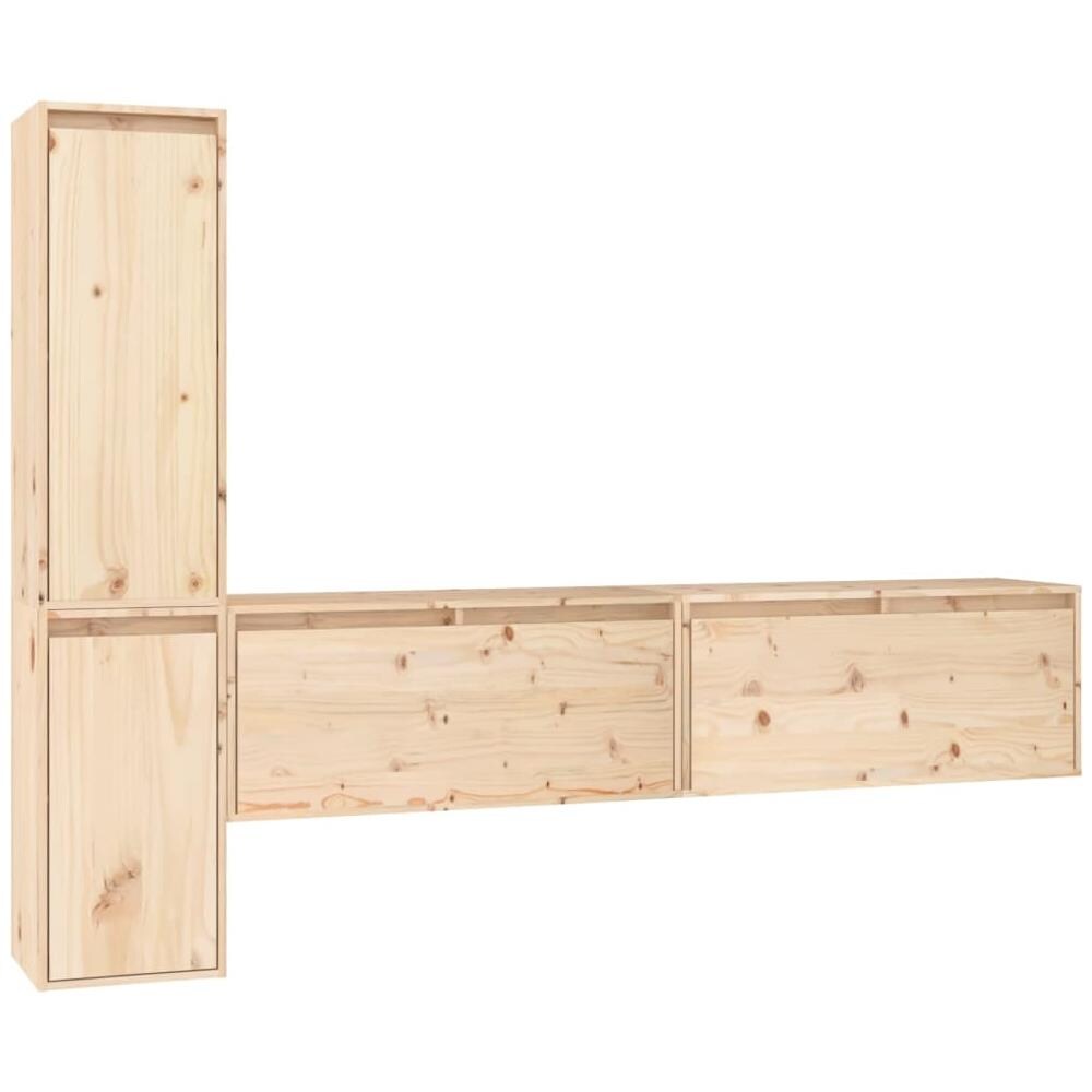 Mobili Porta Tv 4 Pz In Legno Massello Di Pino - Foto 2