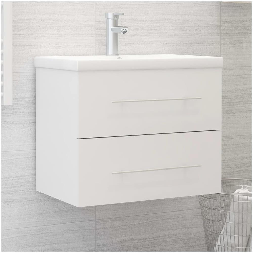 Mobile Bagno Con Lavabo Integrato Bianco In Truciolato - Foto 1