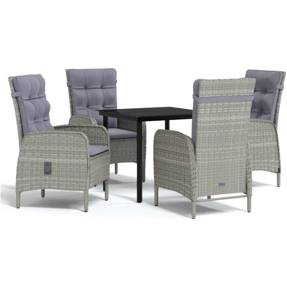 Set Da Pranzo Per Giardino 5 Pz Con Cuscini Grigio E Nero - Foto 2