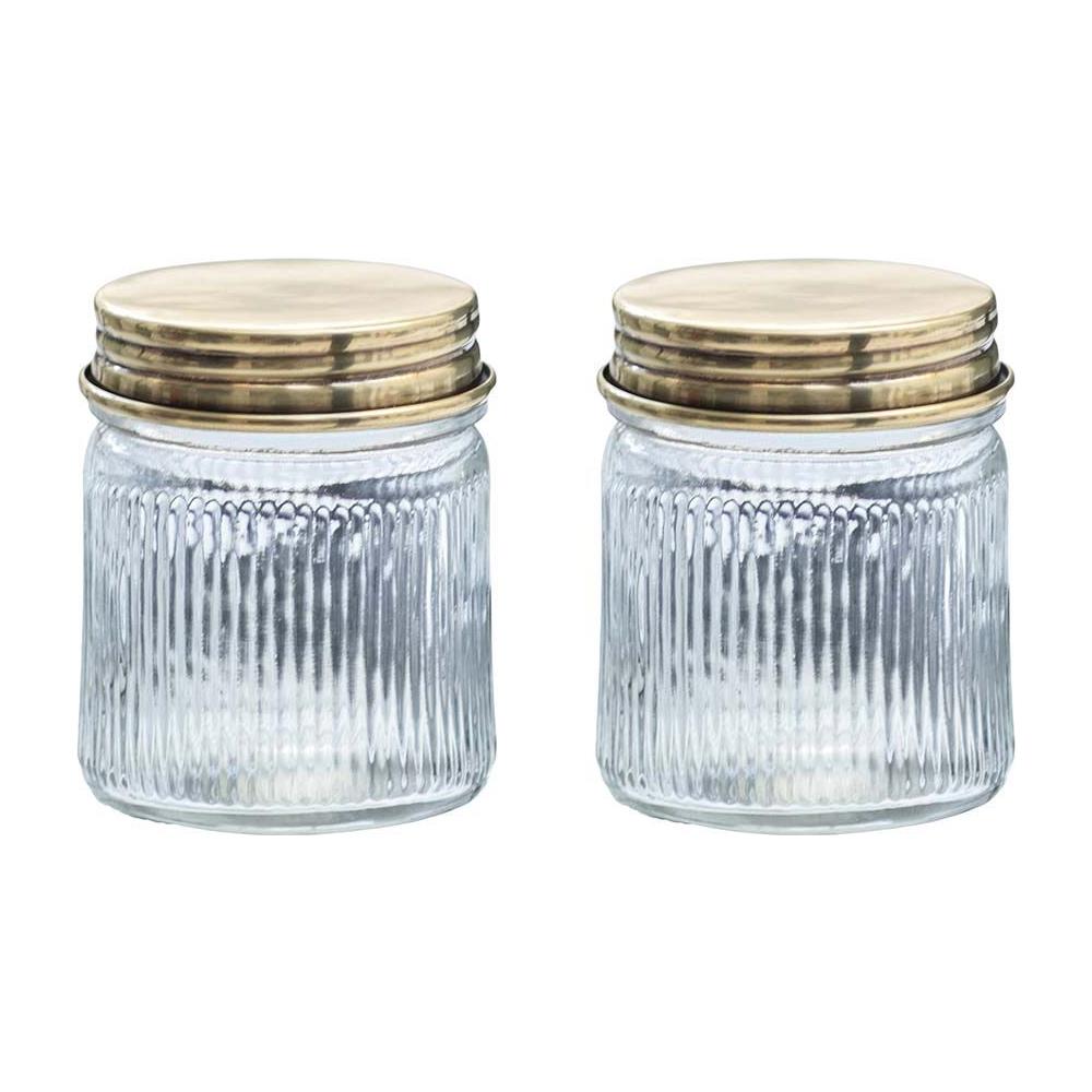 Set Di 2 Barattoli Di Vetro E Ottone - Foto 1
