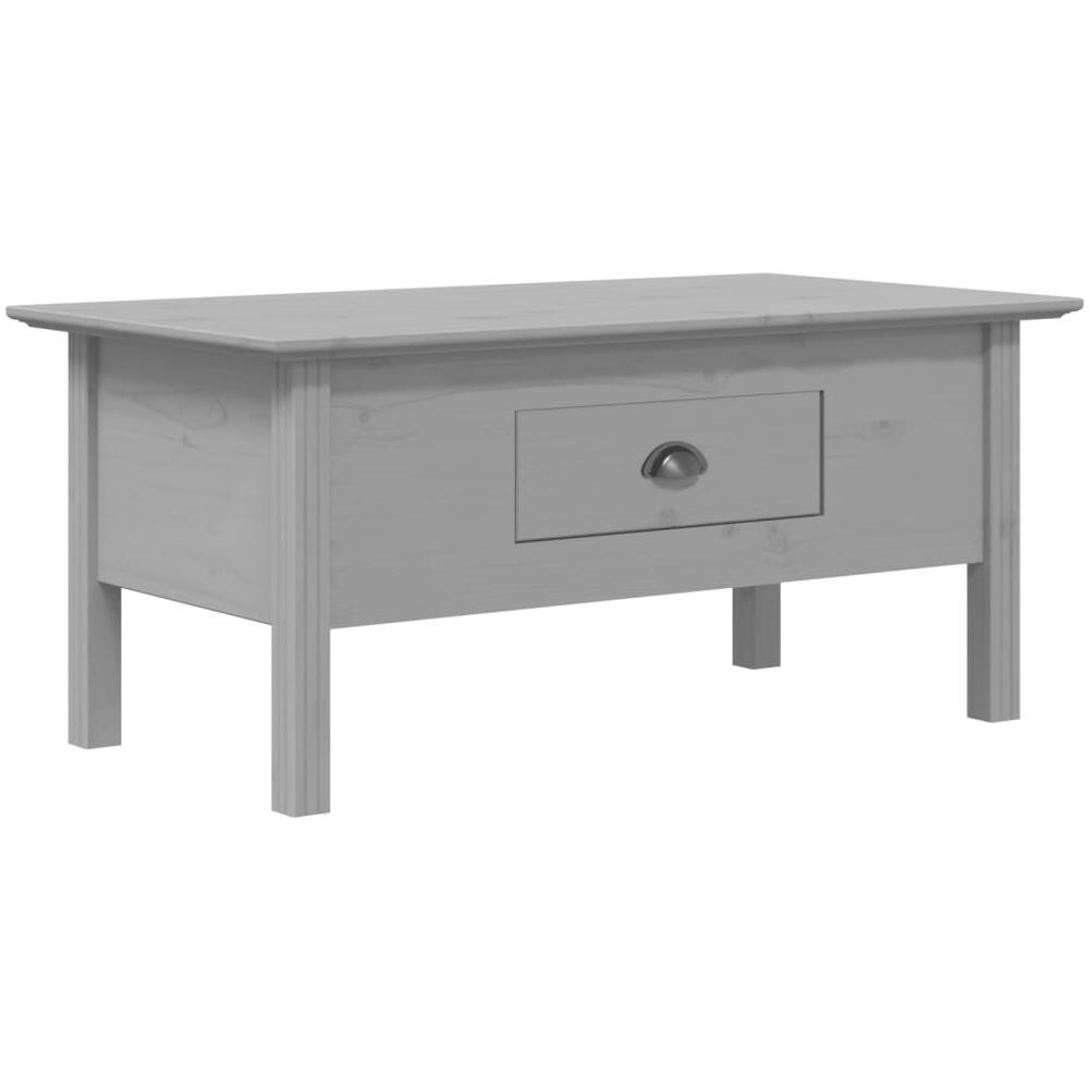 Tavolino Da Salotto Bodo 100x55x45cm Legno Massello Pino Grigio - Foto 2