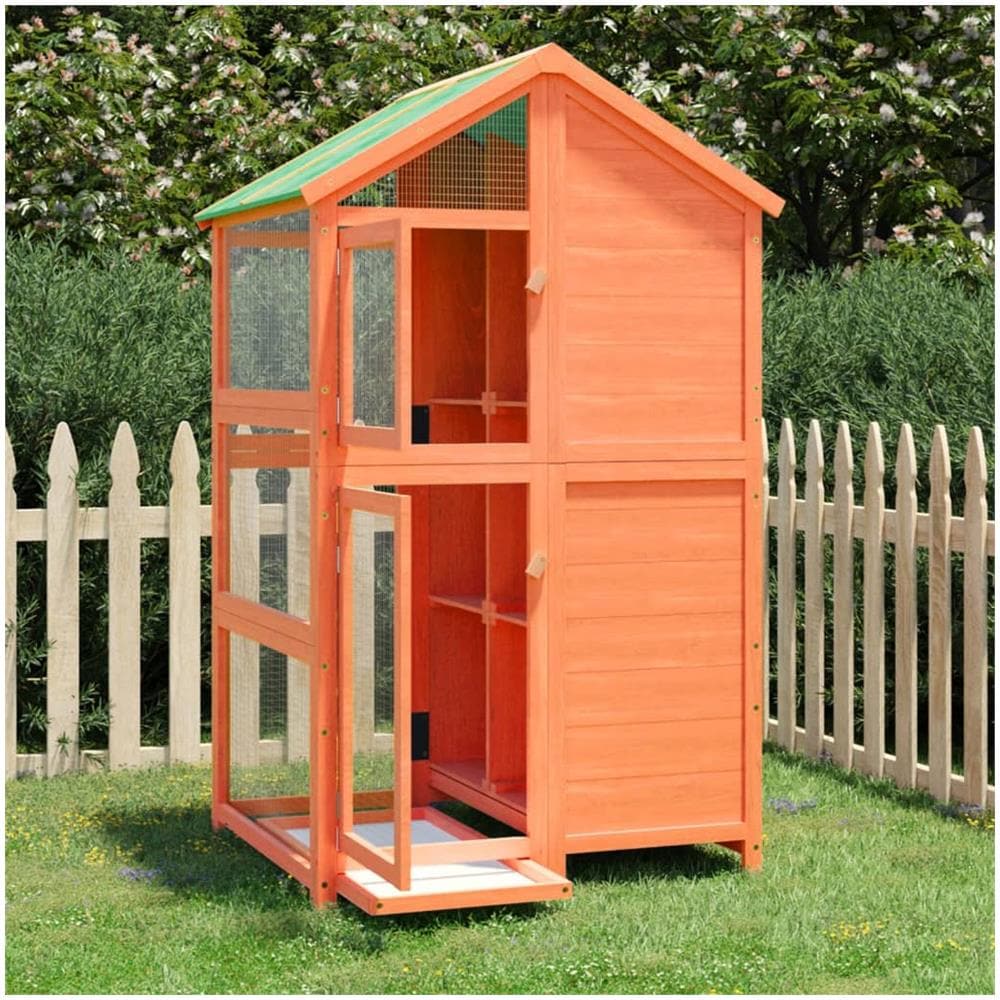 Casetta per Uccelli Marrone 97x81x152 cm Legno Massello di Pino - Foto 1