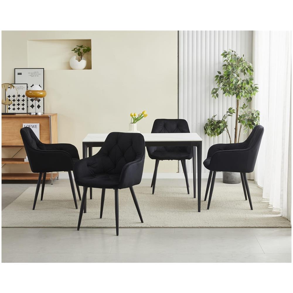 Sedia da pranzo LUKK - Velluto nero con gambe nere x1 - Foto 8