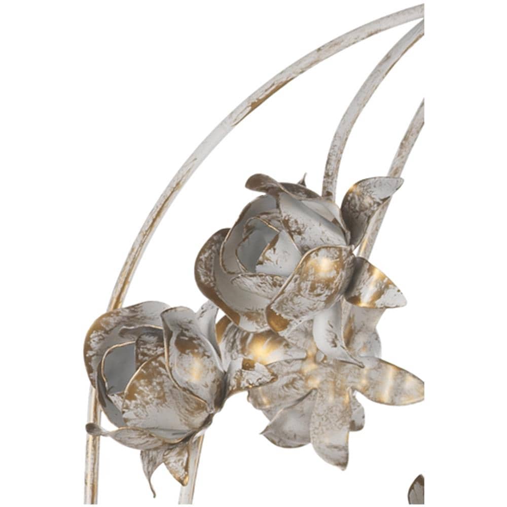 Lampada A Sospensione Carolina Gabbia In Metallo Avorio Spennellato Oro Decorata Con Rose - Foto 3