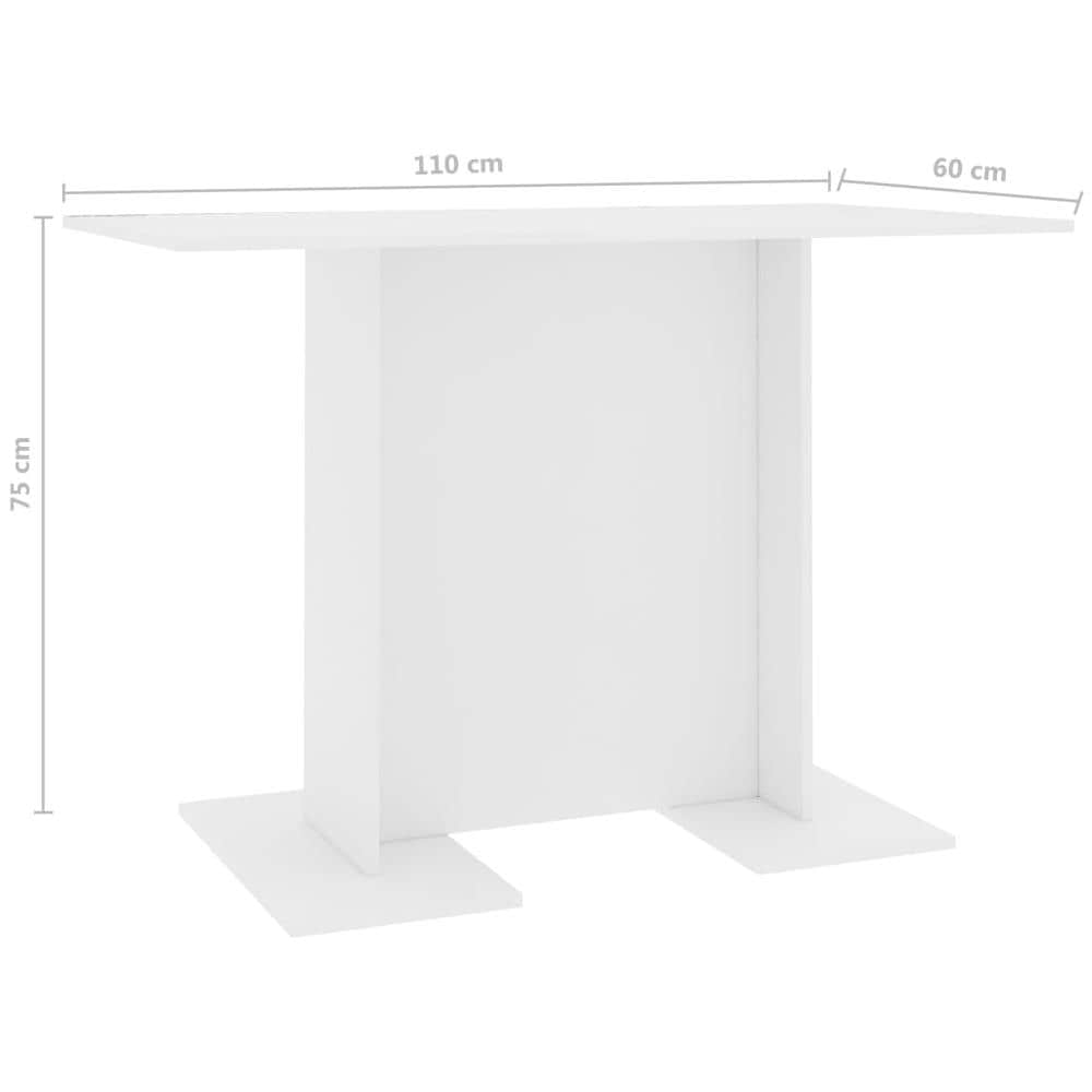 Tavolo da Pranzo Bianco 110x60x75 cm in Legno Multistrato - Foto 9