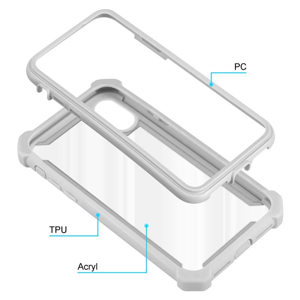 Custodia Compatibile Con Apple Iphone Xr In Grigio Betulla - Coperchio Protettivo 2 In 1 Con Bordo In Silicone Tpu E Retro In Vetro Acrilico - Foto 8