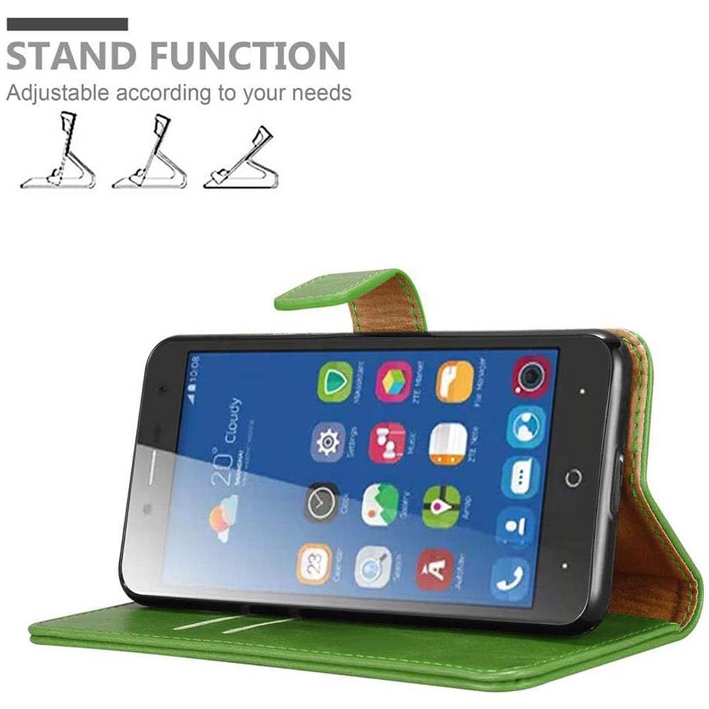 Custodia Compatibile Con Zte Blade L7 In Verde Erbe - Coperchio Protettiva Con Chiusura Magnetica, Funzione Stand E Tasca Per Le Carte - Foto 2
