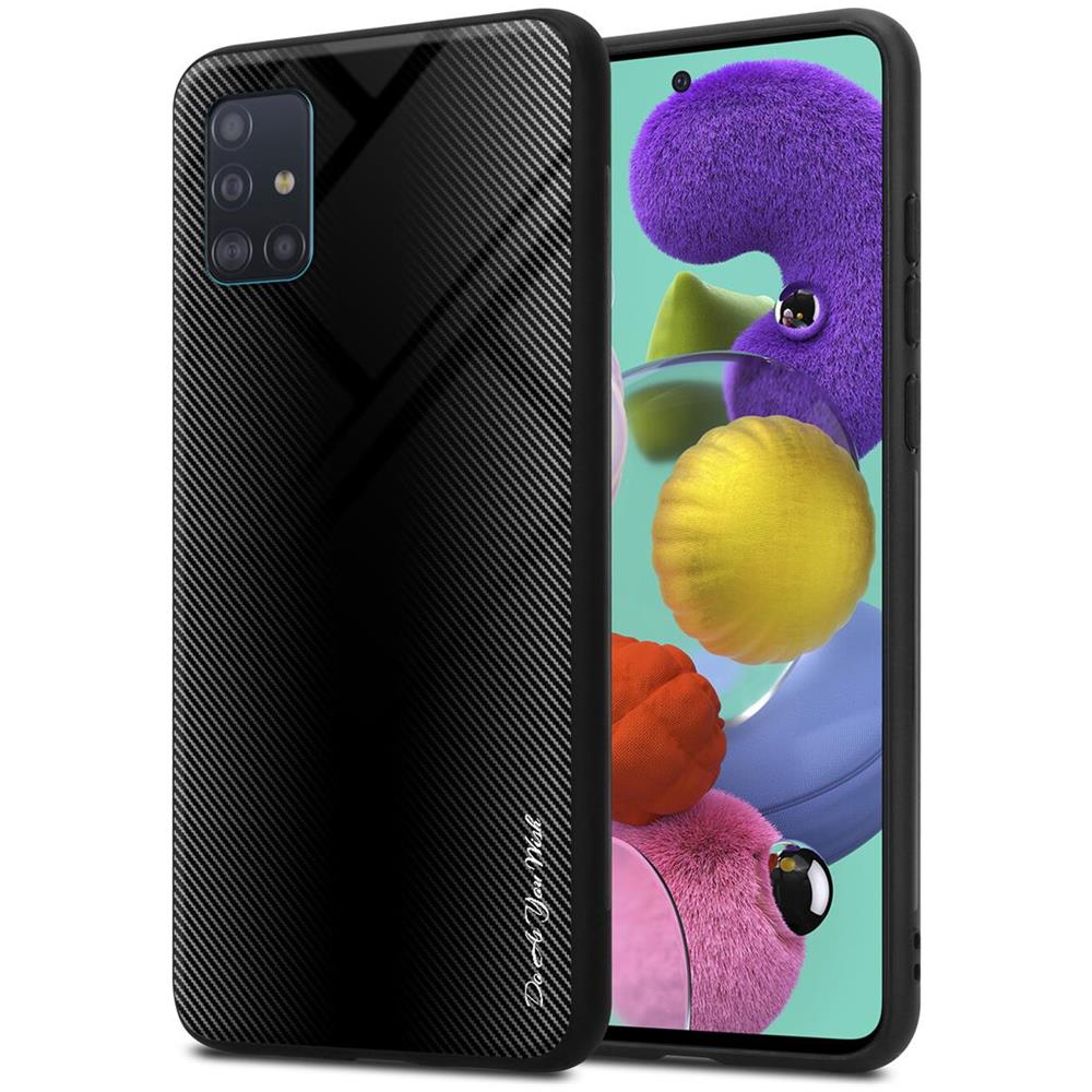 Custodia Compatibile Con Samsung Galaxy A51 4g / M40s - Ottica A Strisce In Opale Nero - Coperchio Protettivo In Vetro Temperato E Silicone Tpu - Foto 1