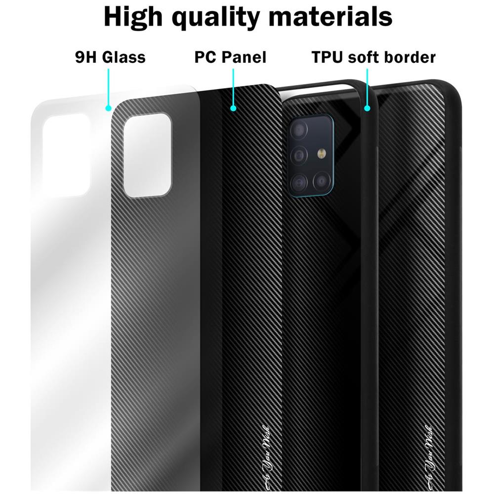 Custodia Compatibile Con Samsung Galaxy A51 4g / M40s - Ottica A Strisce In Opale Nero - Coperchio Protettivo In Vetro Temperato E Silicone Tpu - Foto 7