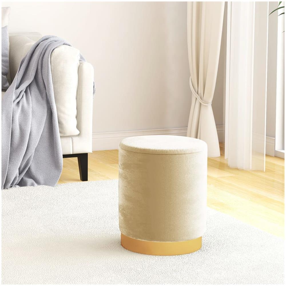 Sgabello Rotondo Con Contenitore Albicocca In Velluto - Foto 1