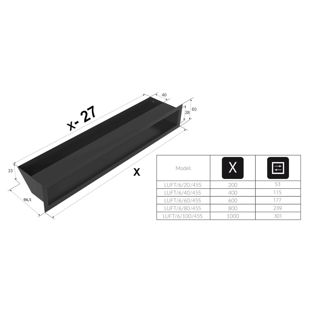Griglia Di Ventilazione Luft 6x20 Nero - Foto 2