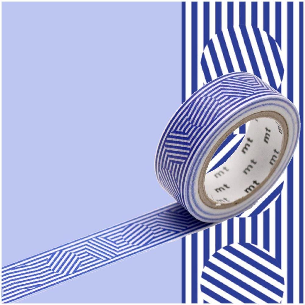 Nastro Adesivo Decorativo Linee E Cerchi - Blu - 1,5 Cm X 7 M - Foto 1