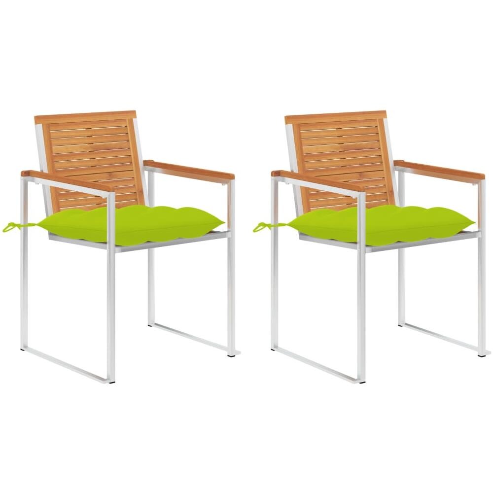 Sedie Da Giardino 2 Pz Con Cuscini In Legno Acacia E Acciaio - Foto 1