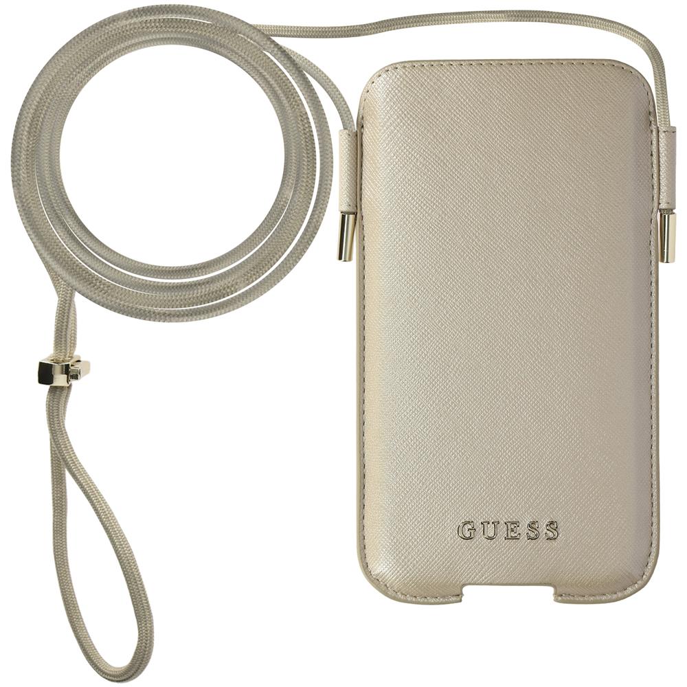 Custodia Smartphone Da 6,1 Pollici Effetto Pelle Tracolla Guess Saffiano Nero - Foto 1