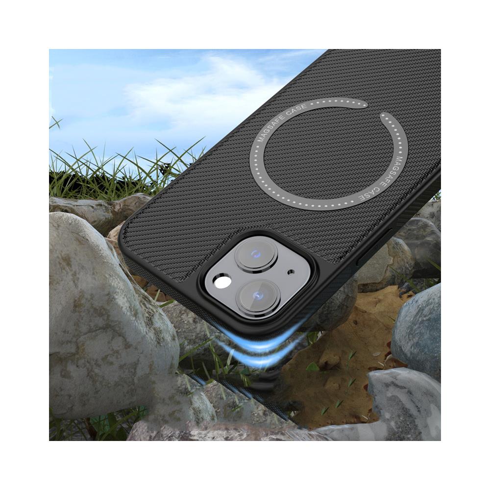 Custodia Di Ricarica Magnetica In Fibra Di Carbonio Per Iphone Black  Iphone 14pro - Foto 2