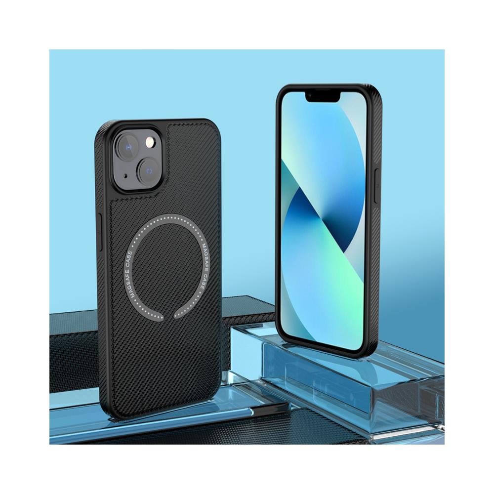 Custodia Di Ricarica Magnetica In Fibra Di Carbonio Per Iphone Black  Iphone 14pro - Foto 4