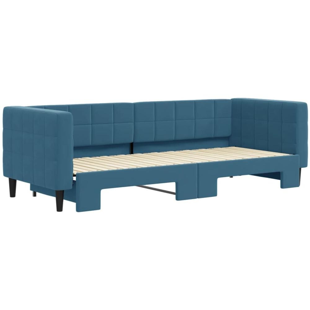 Divano Letto Con Letto Estraibile Blu 80x200 Cm In Velluto - Foto 3