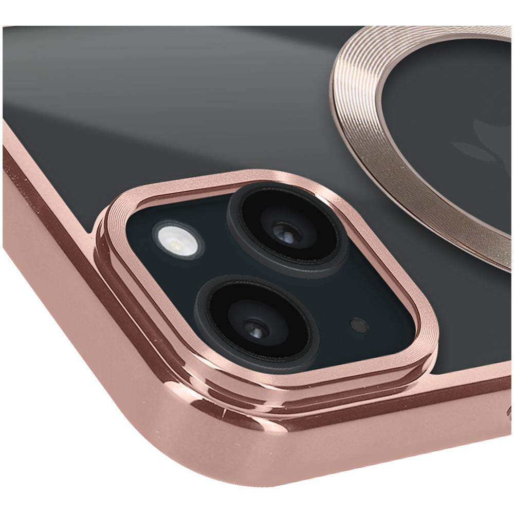 Cover Magsafe Per Iphone 15 Plus Silicone Bordo Cromato Rosa - Foto 2
