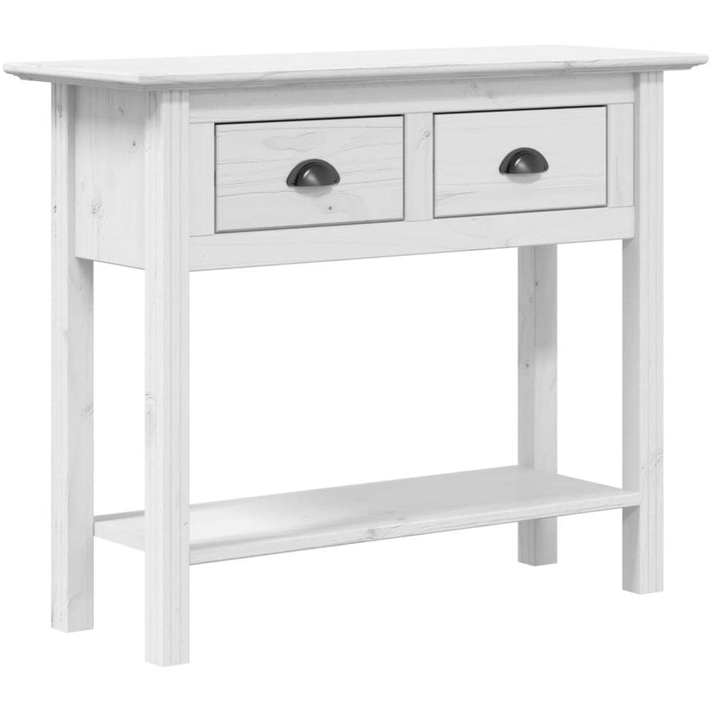 Tavolo Consolle Bodo 90x34,5x73 Cm Legno Massello Pino Bianco - Foto 2