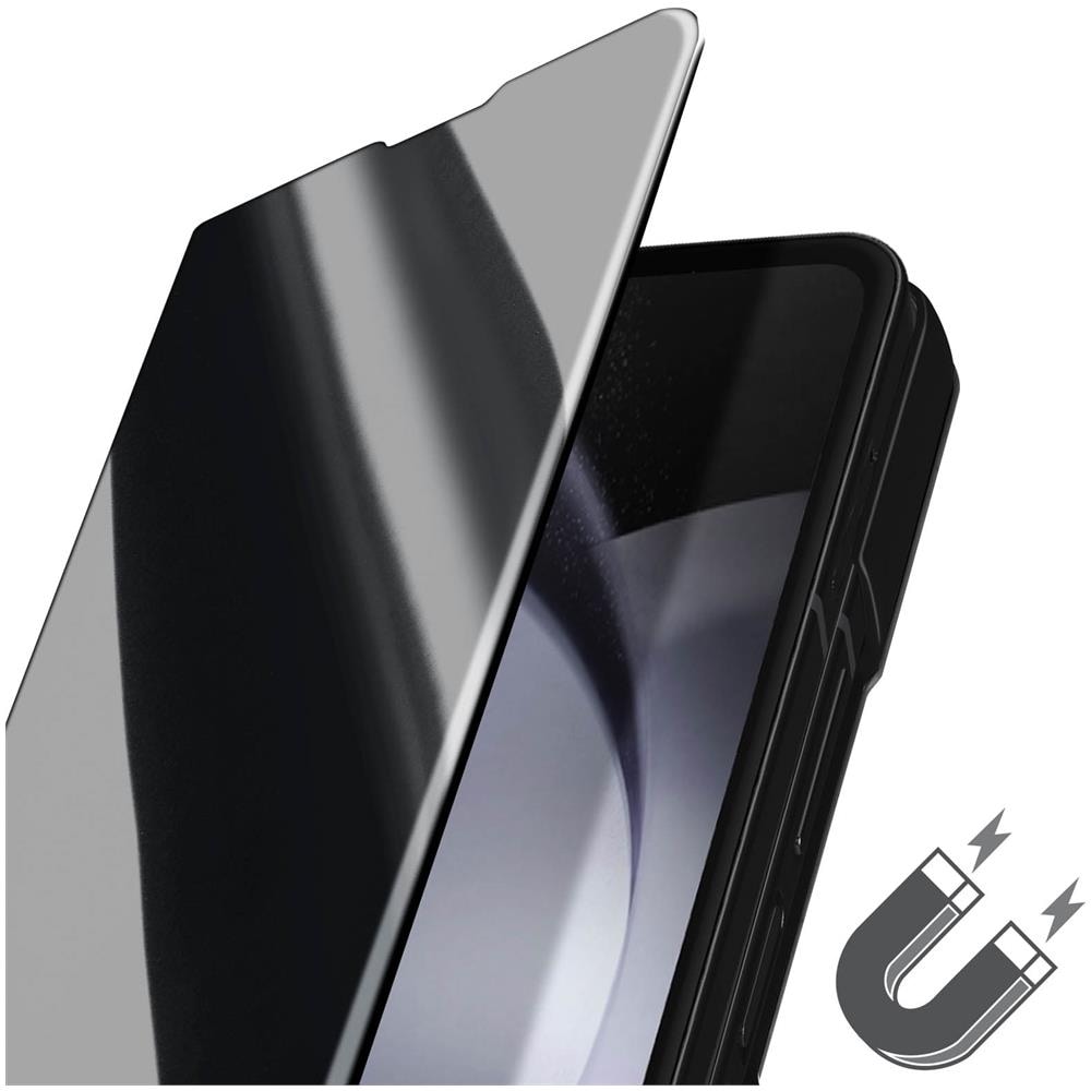 Custodia Clear View Per Samsung Z Fold5 Copertina Effetto Specchio Supporto Nera - Foto 2