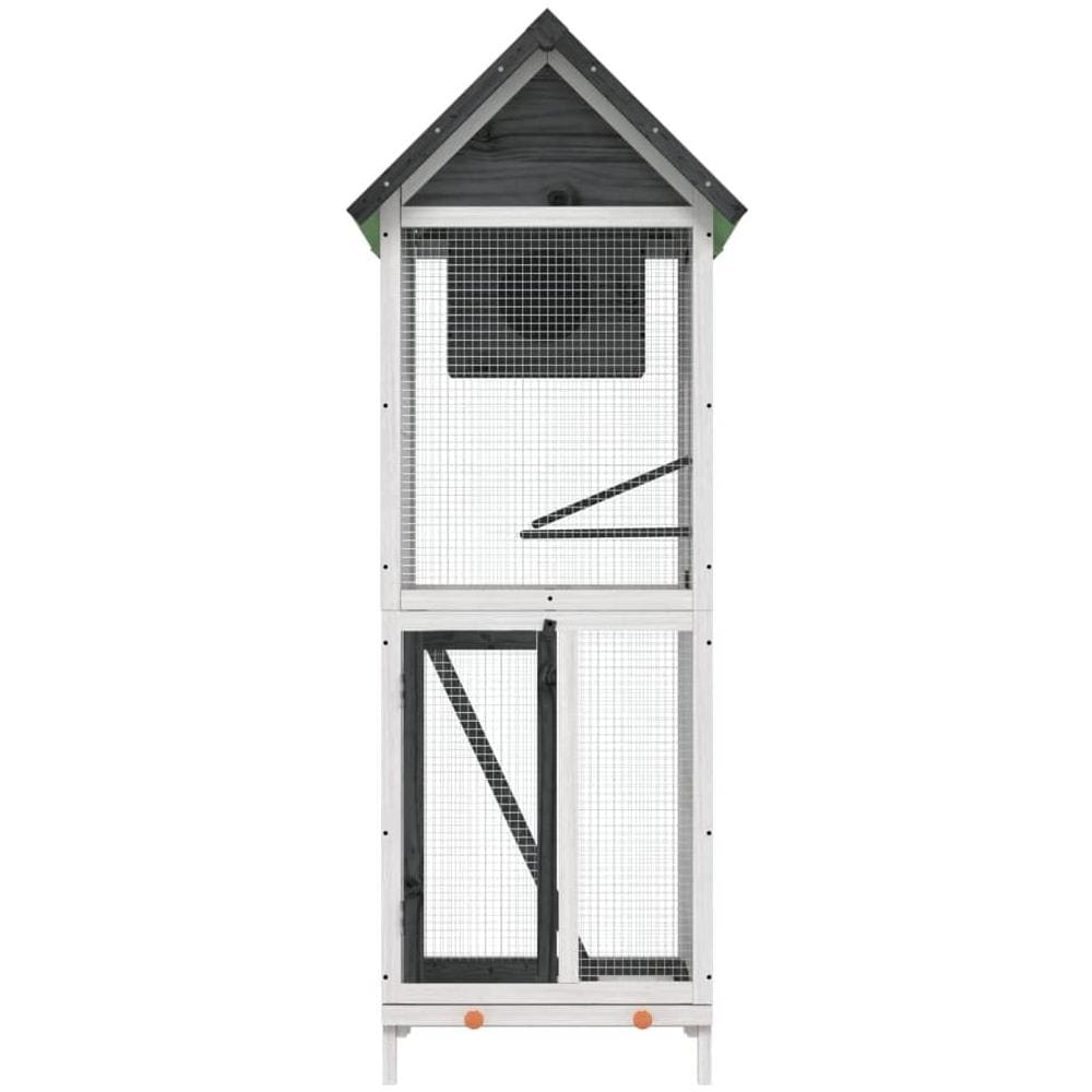 Casetta Per Uccelli Grigia 60x58,5x160cm Legno Massello Di Pino - Foto 3