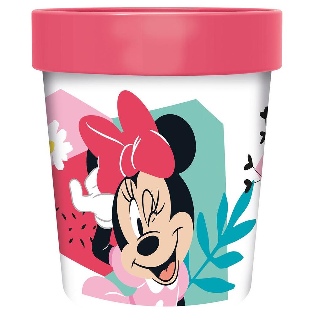 Disney Bicchiere Rosa Per Bambine In Plastica Minnie 260 Ml Con Base Antiscivolo - Foto 1