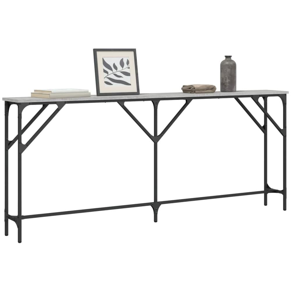 Tavolo Consolle Grigio Sonoma 180x23x75 Cm In Legno Multistrato - Foto 3