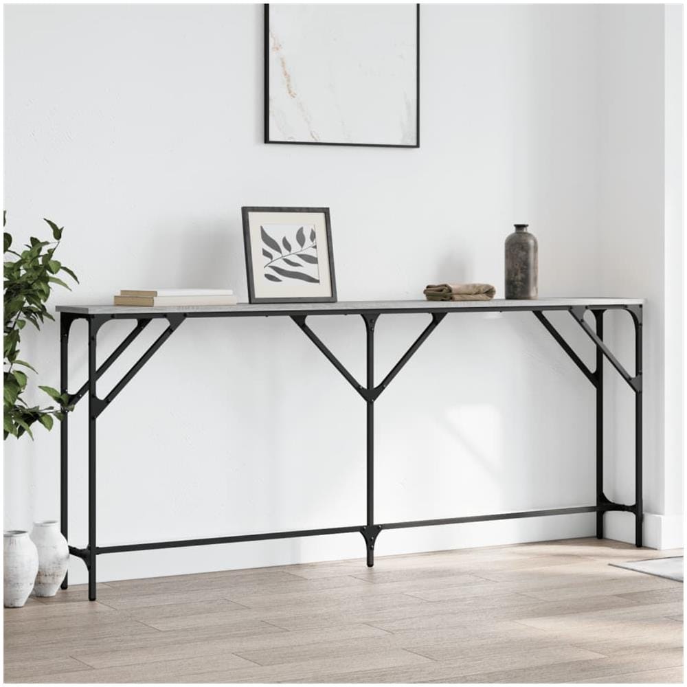 Tavolo Consolle Grigio Sonoma 180x23x75 Cm In Legno Multistrato - Foto 1