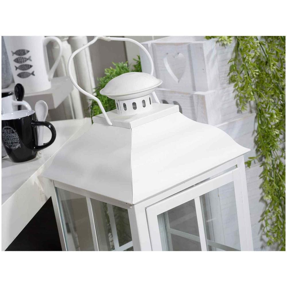 Lanterne Porta Candela In Metallo Color Bianco Quadrate - Foto 2