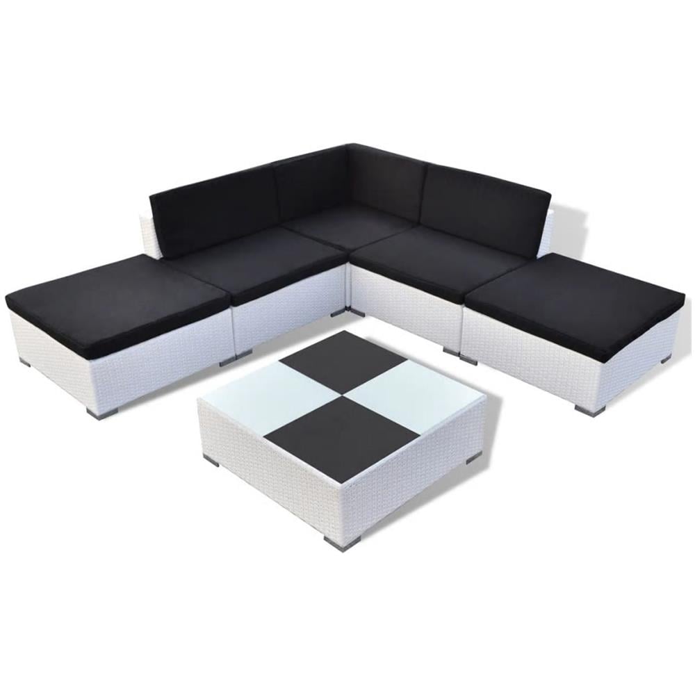 Set Divani da Giardino 6 pz con Cuscini in Polyrattan Bianco - Foto 2