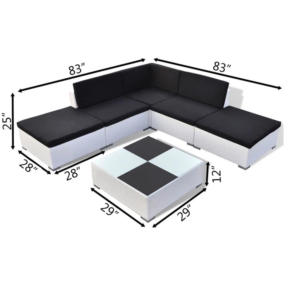 Set Divani da Giardino 6 pz con Cuscini in Polyrattan Bianco - Foto 4