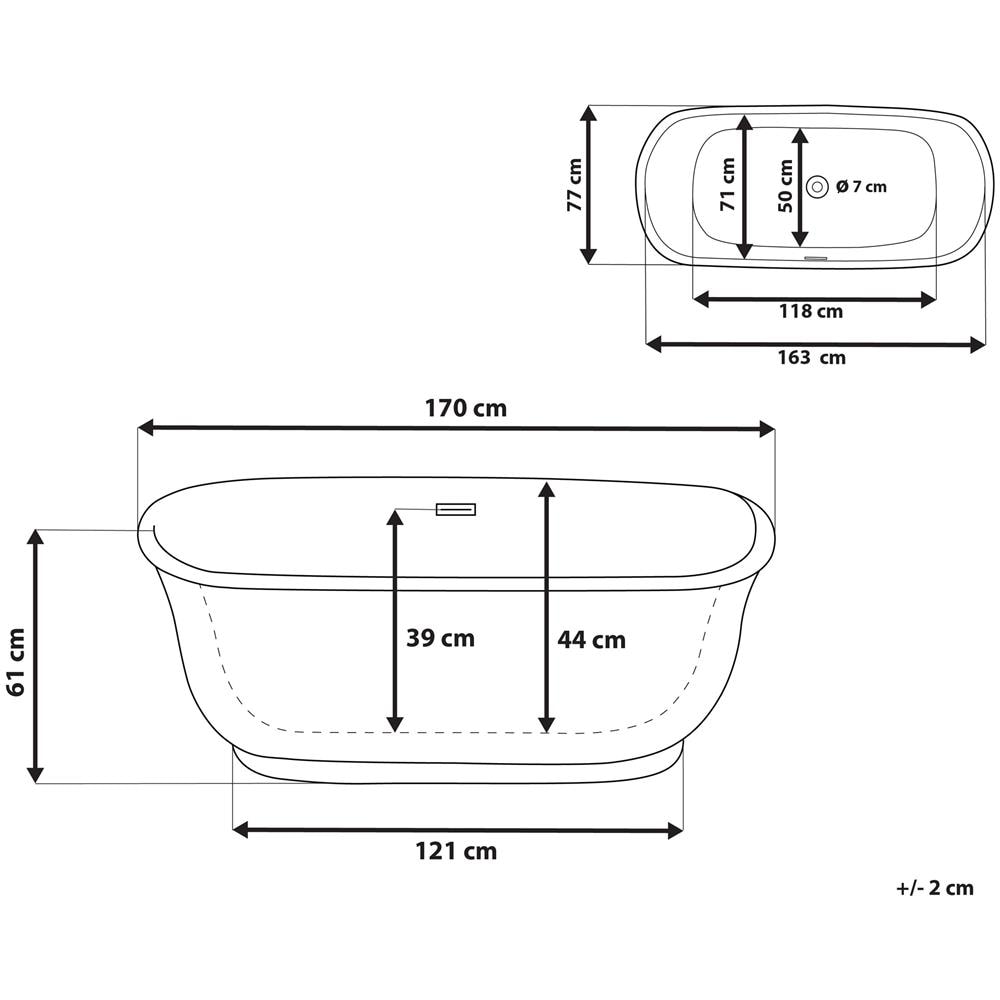 Vasca Da Bagno Freestanding Rossa Ovale 170 Cm Tesoro - Foto 2