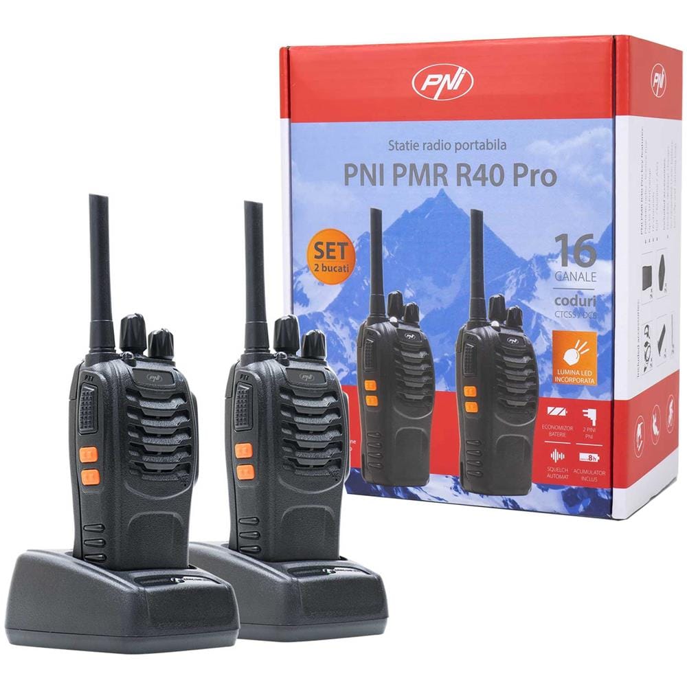Stazione Radio Portatile Pmr R40 Pro, Set Con 2 Pz, 0,5w, Asq, Tot, Monitor, Programmabile, Batterie 1200mah, Caricabatterie E Cuffie Inclusi - Foto 1