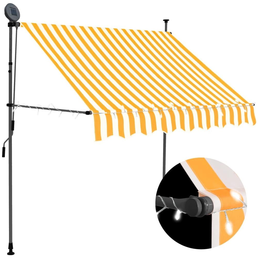 Tenda da Sole Retrattile Manuale LED 100 cm Bianca e Arancione - Foto 1