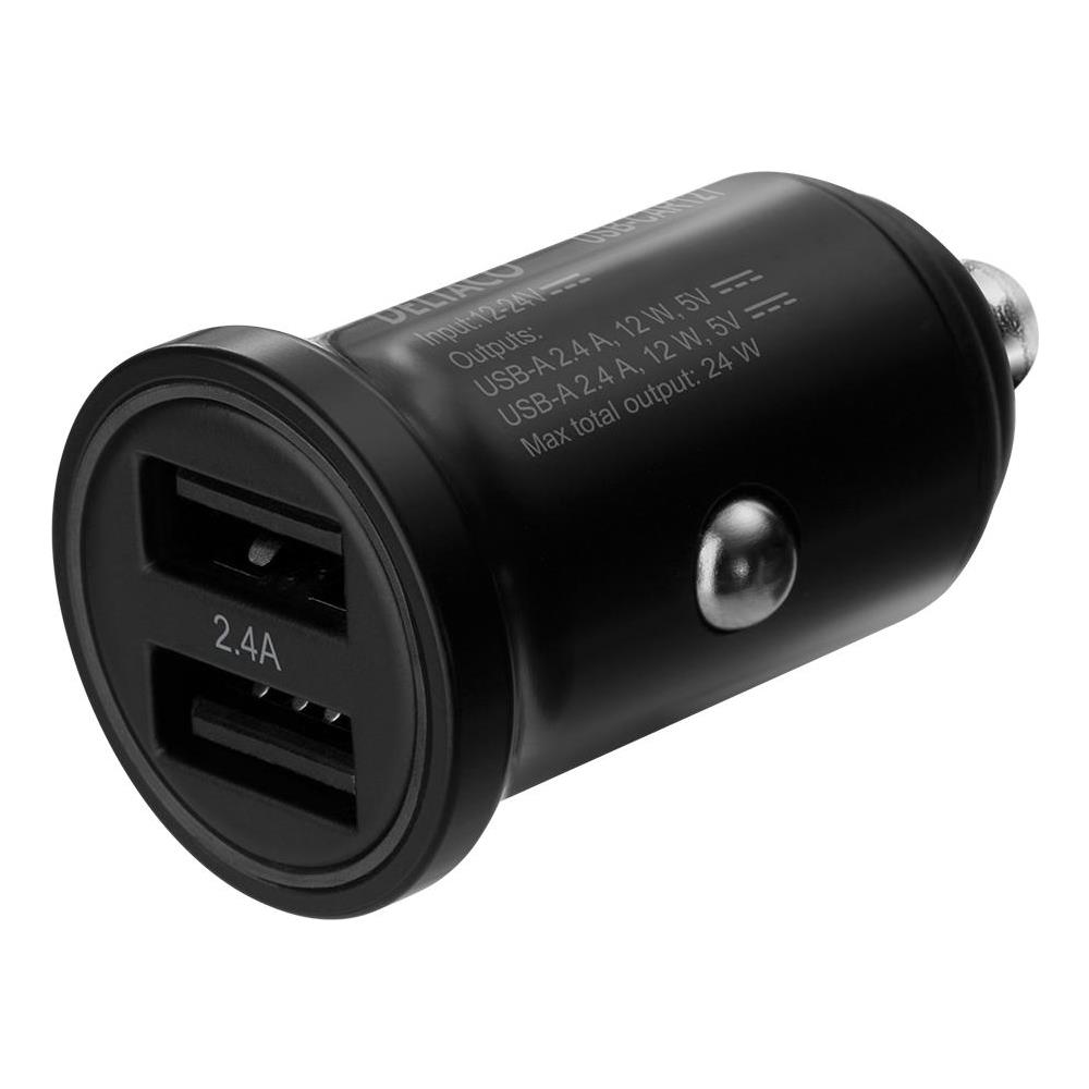 Caricabatteria Da Auto Deltaco 12/24 V Usb Con Doppia Porta Usb-a, 24 W Nero - Foto 1