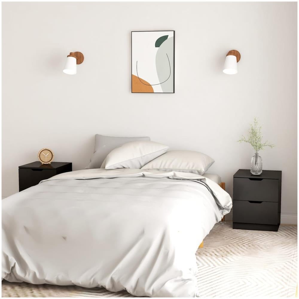 Comodini 2 pz Neri 40x40x50 cm in Legno Multistrato - Foto 1