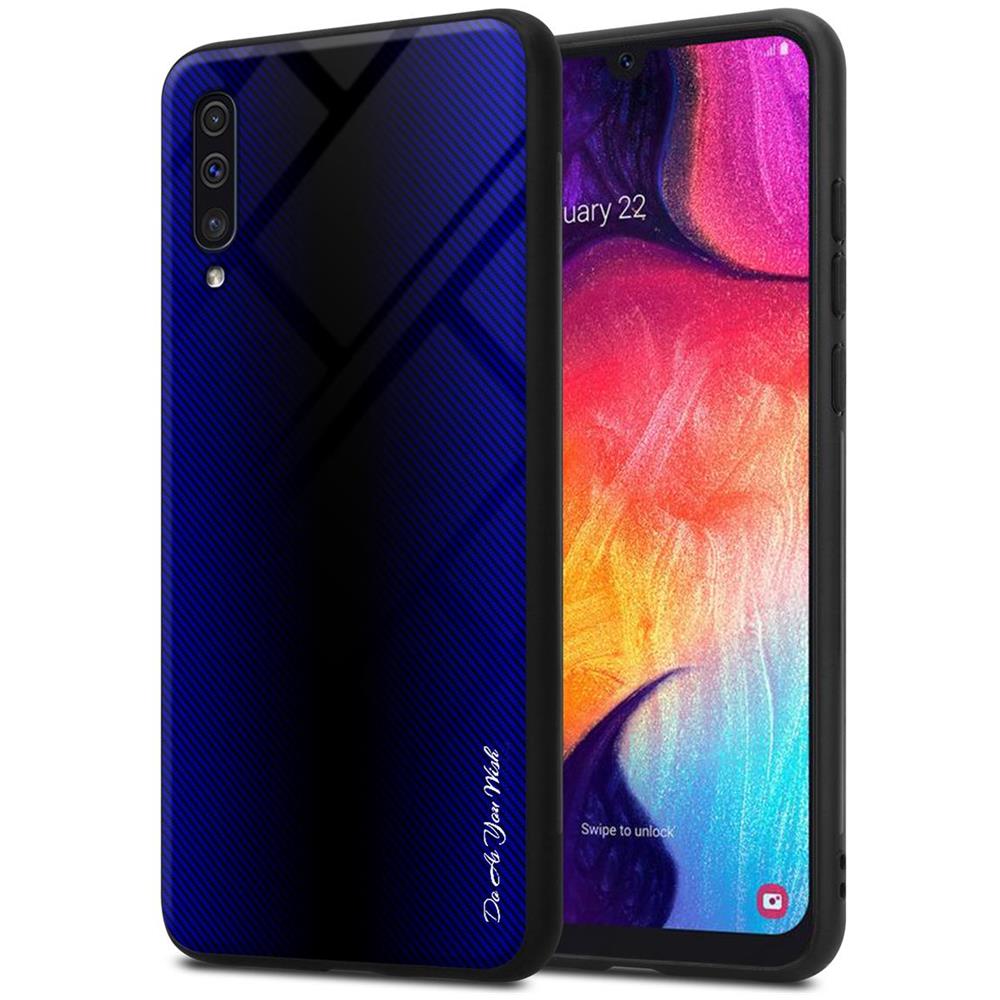 Custodia Compatibile Con Samsung Galaxy A50 / A50s / A30s - Ottica A Strisce In Cobalto Viola - Coperchio Protettivo In Vetro Temperato E Silicone Tpu - Foto 1