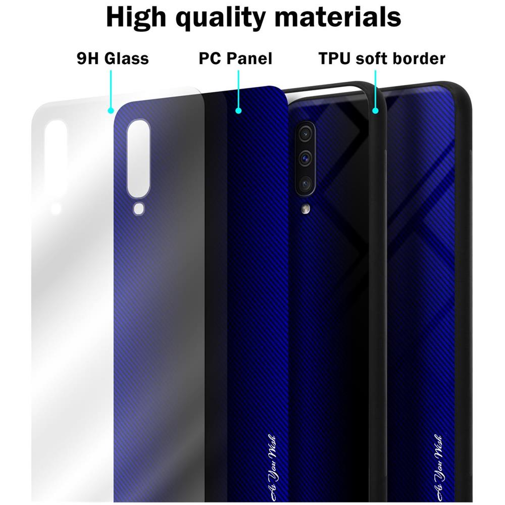 Custodia Compatibile Con Samsung Galaxy A50 / A50s / A30s - Ottica A Strisce In Cobalto Viola - Coperchio Protettivo In Vetro Temperato E Silicone Tpu - Foto 7