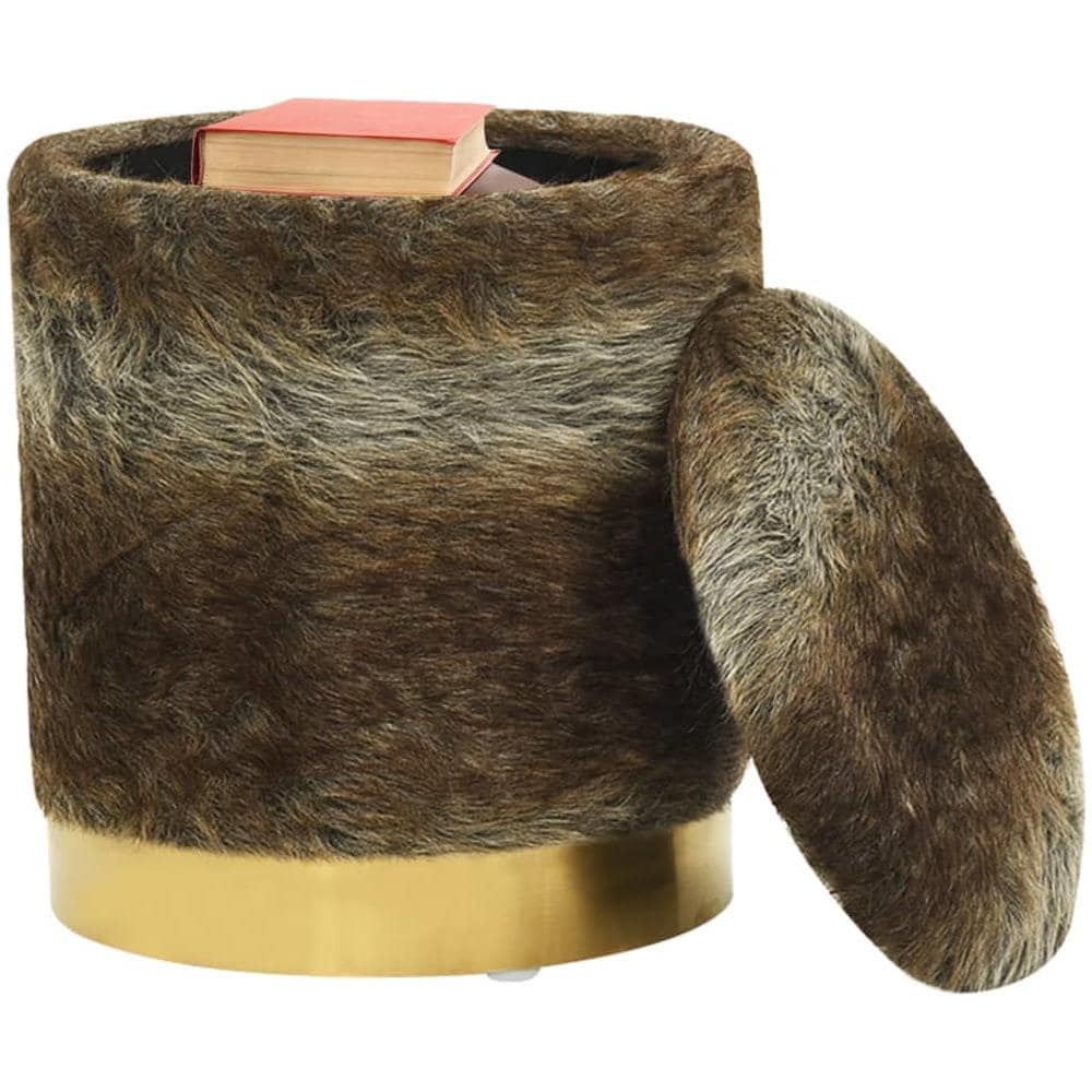 Sgabello Rotondo Con Contenitore Colore Misto In Peluche - Foto 2