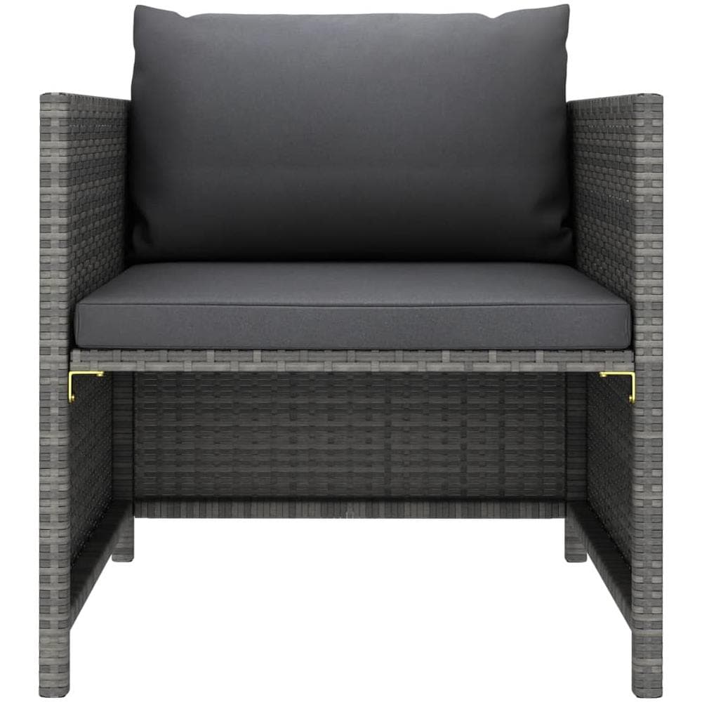 Divano Da Giardino Con Cuscini Grigio In Polyrattan - Foto 2