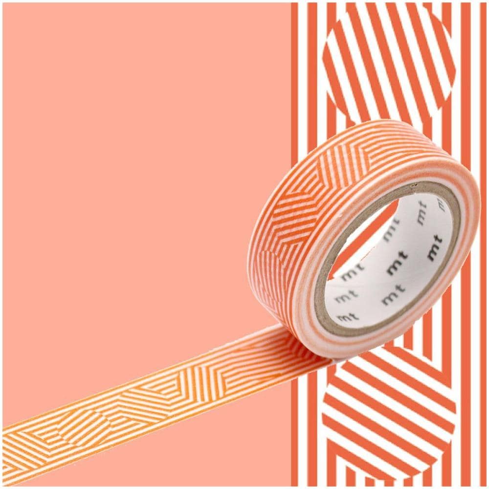 Nastro Adesivo Decorativo Linee E Cerchi - Arancione - 1,5 Cm X 7 M - Foto 1