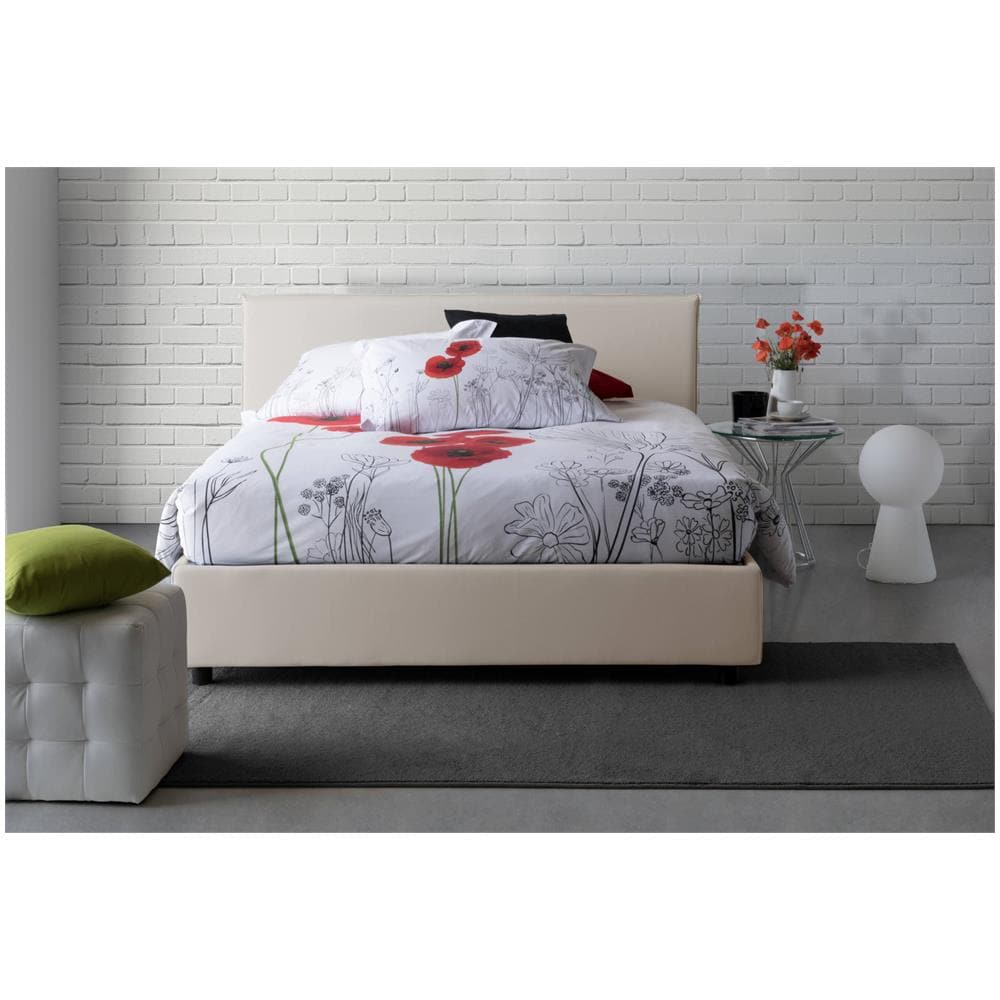 Letto Matrimoniale Berenice, Letto Contenitore Con Rivestimento In Tessuto, 100% Made In Italy, Apertura Frontale, Adatto Per Materasso Cm 140x200, Beige - Foto 1