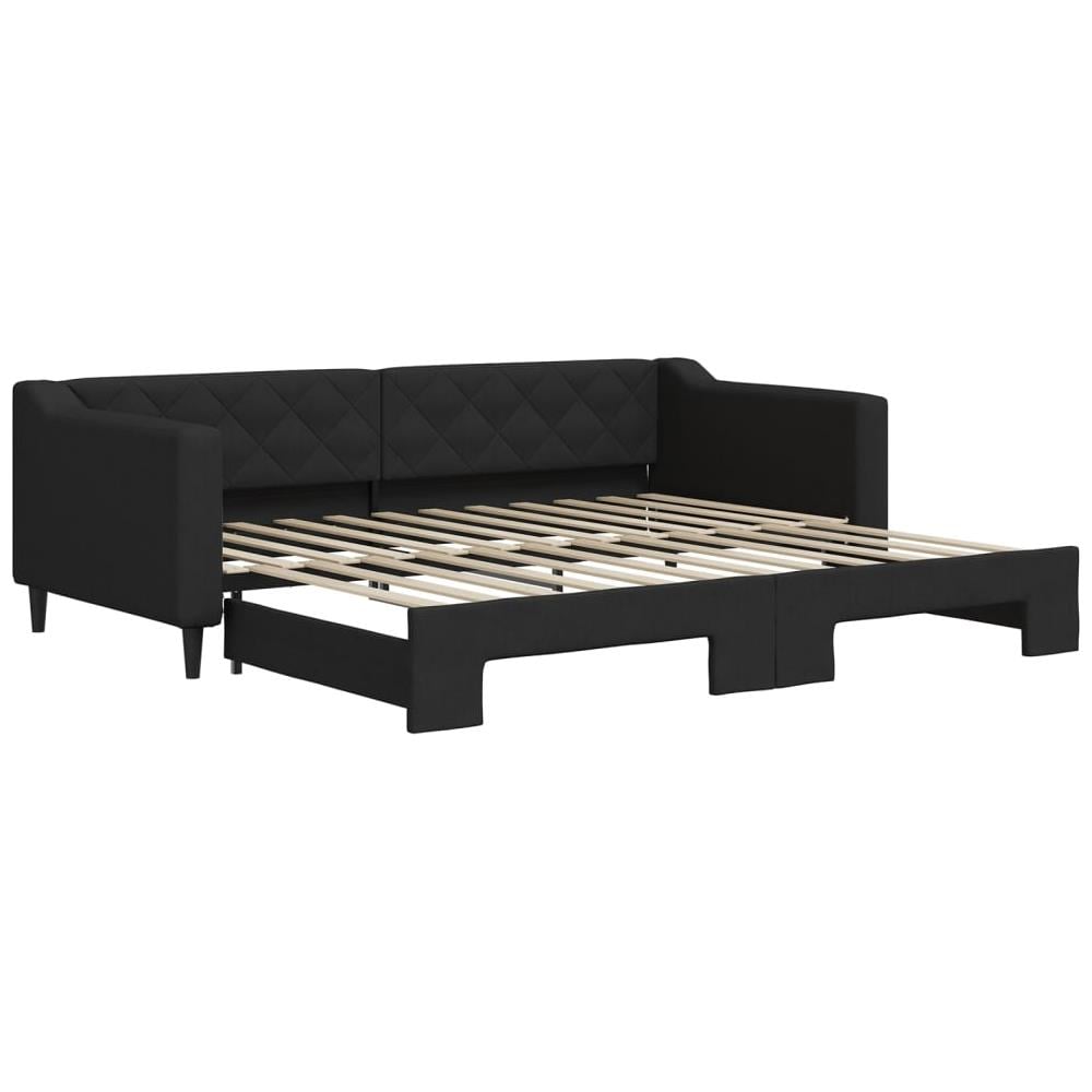 Divano Letto Con Letto Estraibile Nero 90x200 Cm In Tessuto - Foto 2