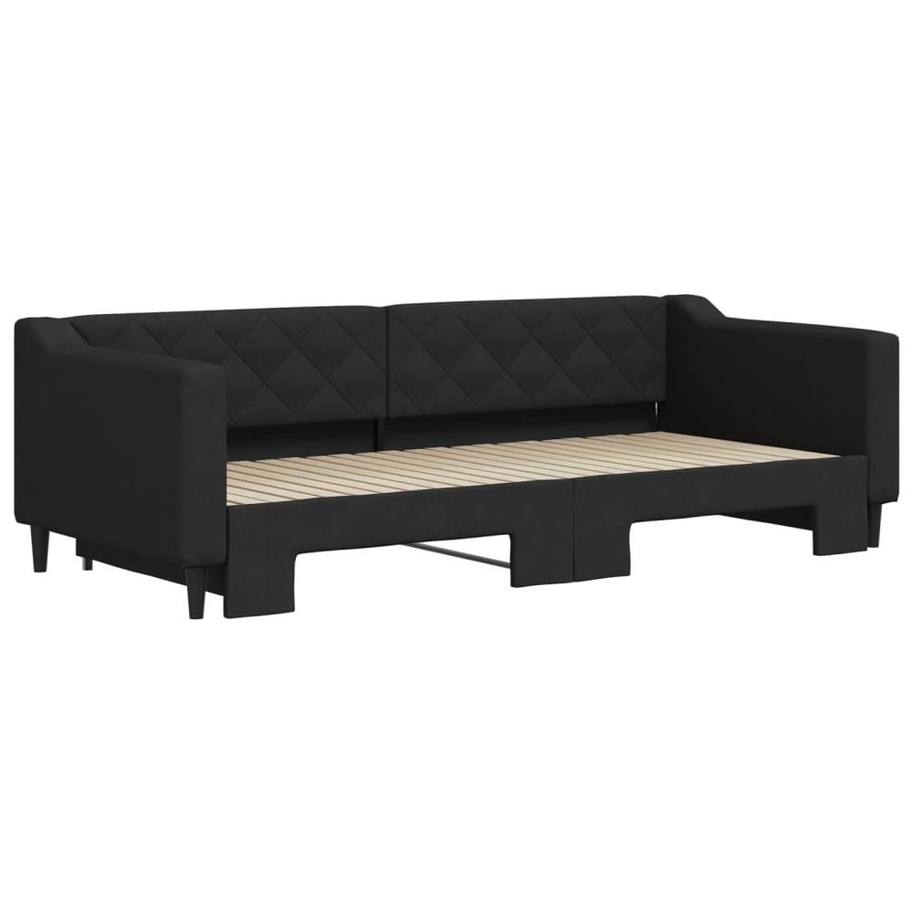 Divano Letto Con Letto Estraibile Nero 90x200 Cm In Tessuto - Foto 3