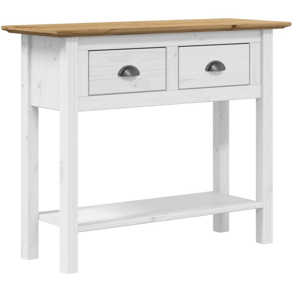 Tavolo Consolle Bodo 90x34,5x73 Cm Legno Massello Pino Marrone - Foto 2