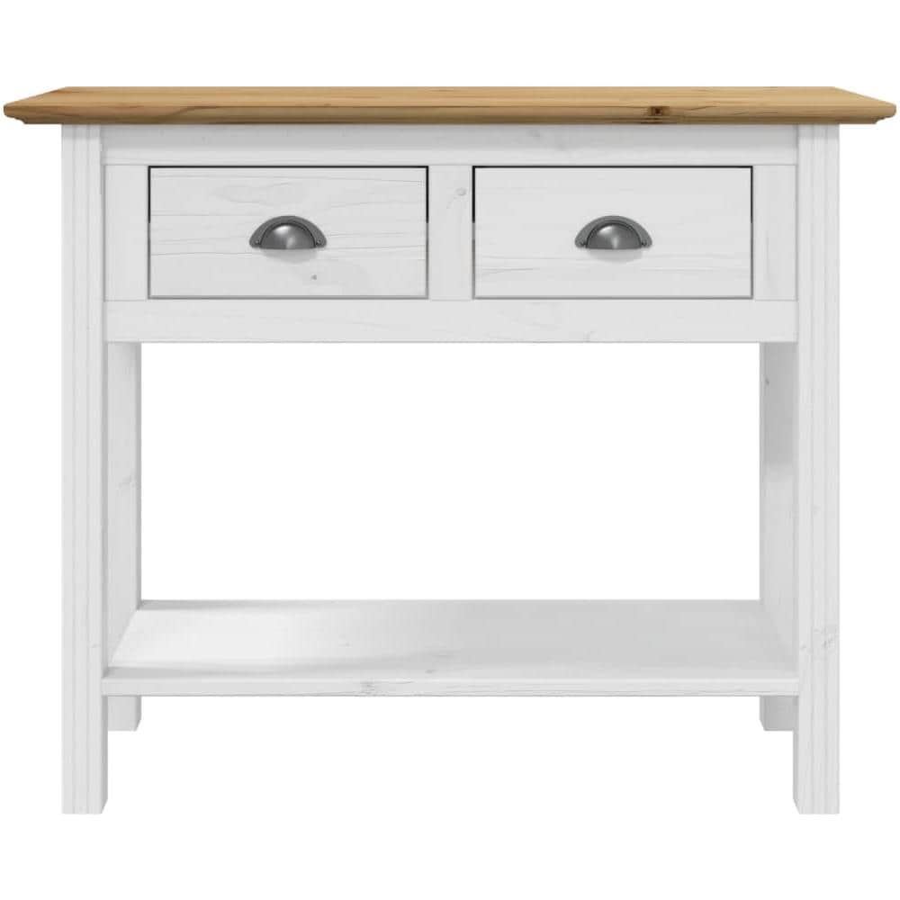 Tavolo Consolle Bodo 90x34,5x73 Cm Legno Massello Pino Marrone - Foto 3