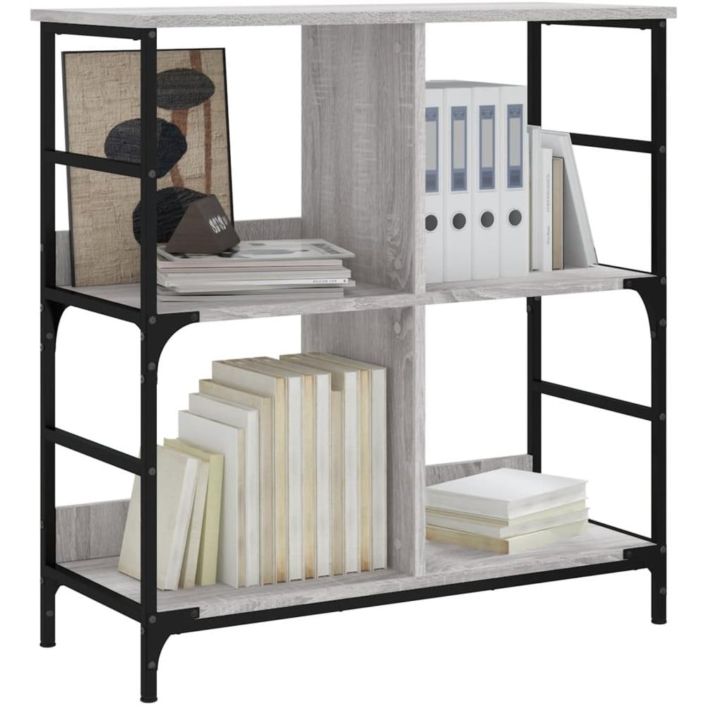 Libreria Grigio Sonoma 78,5x33x82 Cm In Legno Multistrato - Foto 3